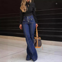  High Waist Jeans Vintage Stretch Bootcut Denim Trouser with Pocket