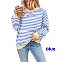 Blue XL Women Striped Oversized Sweatshirt Color Block Crew Neck Long Sleeve Shirt Casual Pullover Top Fall Y2K Clothes