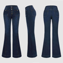  High Waist Jeans Vintage Stretch Bootcut Denim Trouser with Pocket