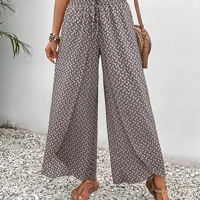 High Waist Print Wide Leg Pants