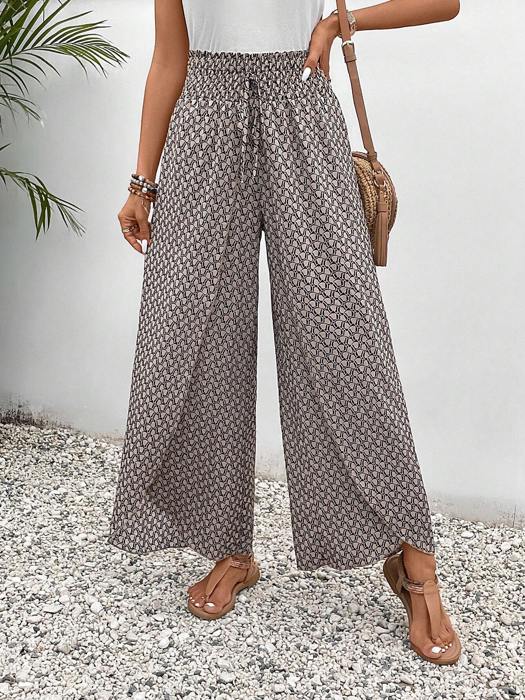 High Waist Print Wide Leg Pants