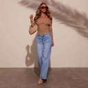  Wide Leg Pocketed High Waist Jeans