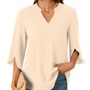  V neck 3/4 Sleeve Chic Shirt