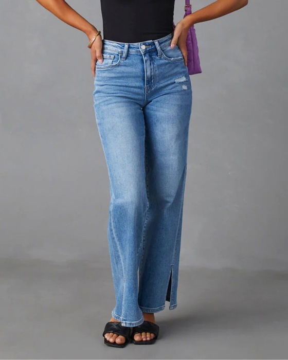 Straight Leg Denim Pants Jeans