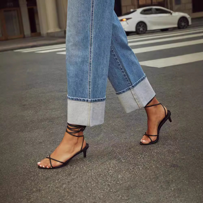 Women Trendy Crop Straight Leg Jeans Rolled Denim Pants