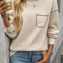  Casual Solid Crewneck Knitted Loose Fit Pullover Shirts Tops