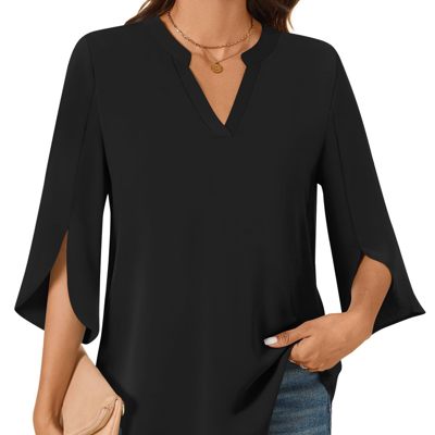 V neck 3/4 Sleeve Chic Shirt