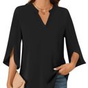  V neck 3/4 Sleeve Chic Shirt