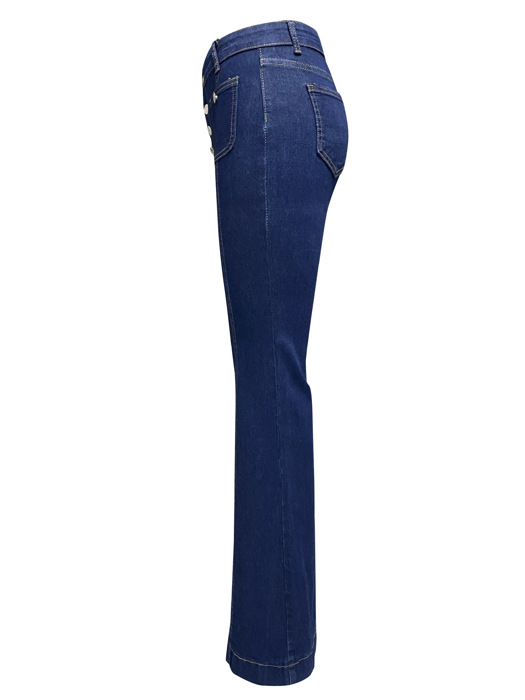 High Waist Jeans Vintage Stretch Bootcut Denim Trouser with Pocket