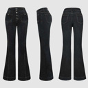  High Waist Jeans Vintage Stretch Bootcut Denim Trouser with Pocket