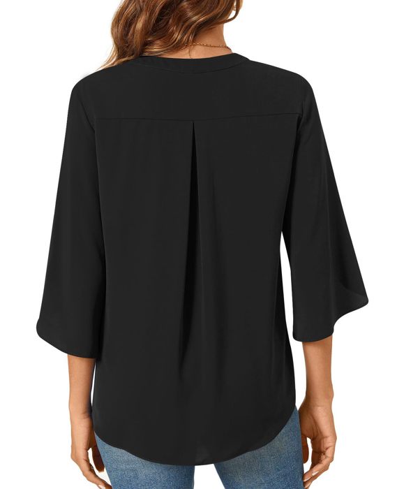 V neck 3/4 Sleeve Chic Shirt