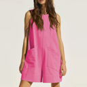  Sleeveless Round Neck Pocket Rompers