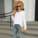  Womens Puff Long Sleeve Shirts Round Neck Ruffle Sleeve Tops Fall 