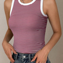  Crewneck Racerback Stripes Crop Tank Tops