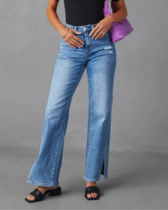 Straight Leg Denim Pants Jeans