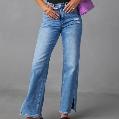 Straight Leg Denim Pants Jeans