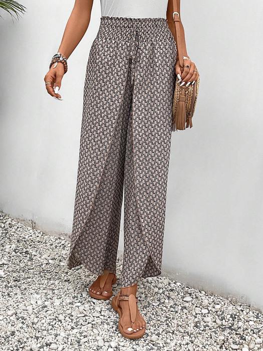 High Waist Print Wide Leg Pants