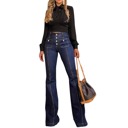  High Waist Jeans Vintage Stretch Bootcut Denim Trouser with Pocket