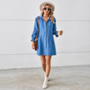  Ruffle Cuff Long Sleeve Shirt Denim Shirt Dress