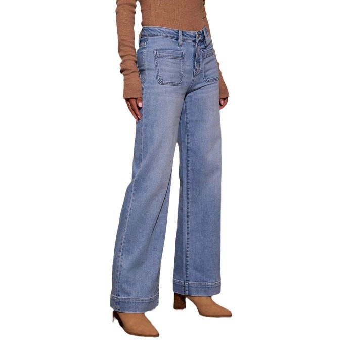 Wide Leg Pocketed High Waist Jeans