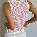  Crewneck Racerback Stripes Crop Tank Tops