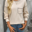  Casual Solid Crewneck Knitted Loose Fit Pullover Shirts Tops