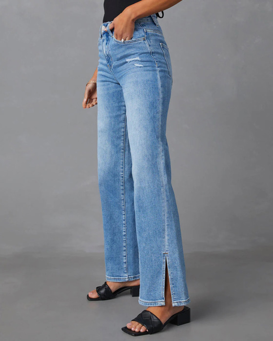 Straight Leg Denim Pants Jeans