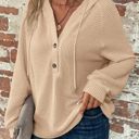  Casual V neck Hooded Waffle Tops