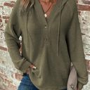  Casual V neck Hooded Waffle Tops