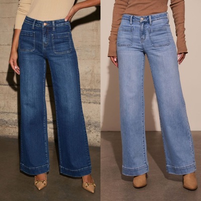 Wide Leg Pocketed High Waist Jeans