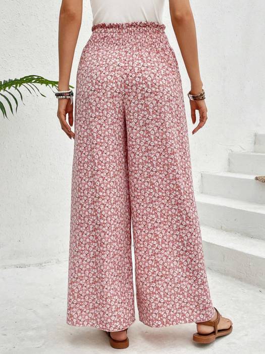 High Waist Print Wide Leg Pants