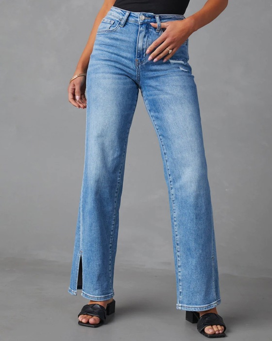 Straight Leg Denim Pants Jeans