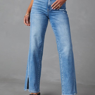 Straight Leg Denim Pants Jeans