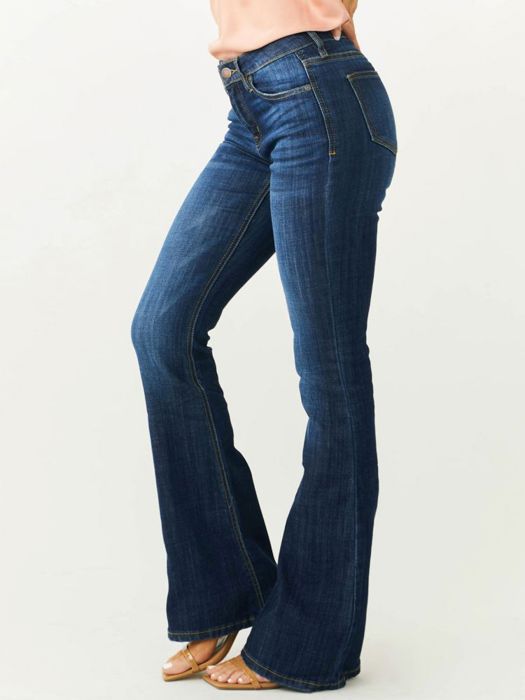 Women's Bell Bottom Jeans Stretchy Mid Rise Flare Jeans Denim Pants