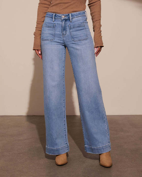 Wide Leg Pocketed High Waist Jeans