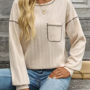  Casual Solid Crewneck Knitted Loose Fit Pullover Shirts Tops