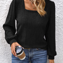  Women's Long Sleeve Tops Square Neck Lantern Sleeve Blouse Dressy Casual Tunics Loose Fit Fall Shirts