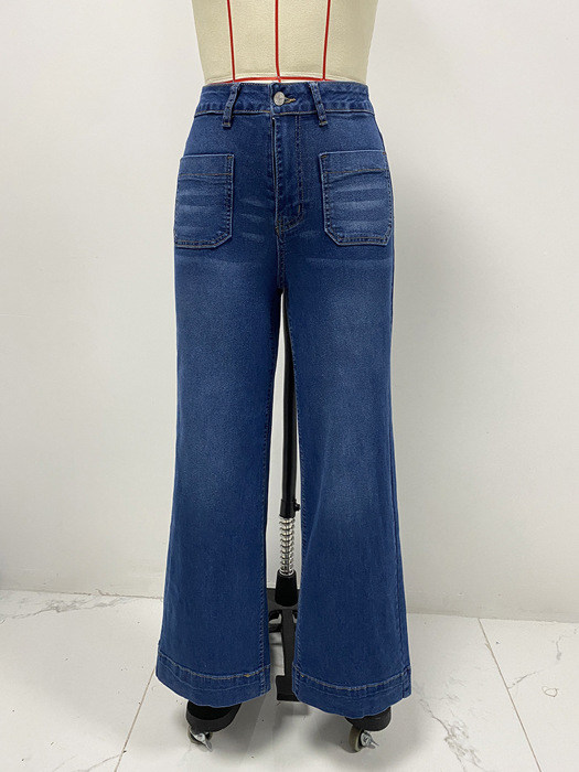 Wide Leg Pocketed High Waist Jeans