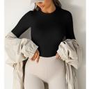  Womens Round Neck Long Sleeve Shirts Ribbed Casual Slim Fitted Tops Blouses