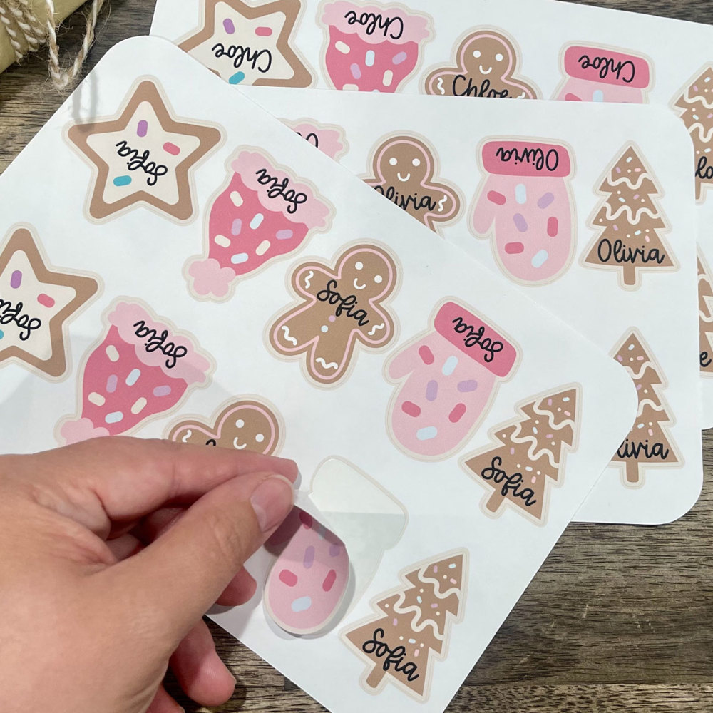 Personalized Gingerbread Christmas Gift Tag Stickers