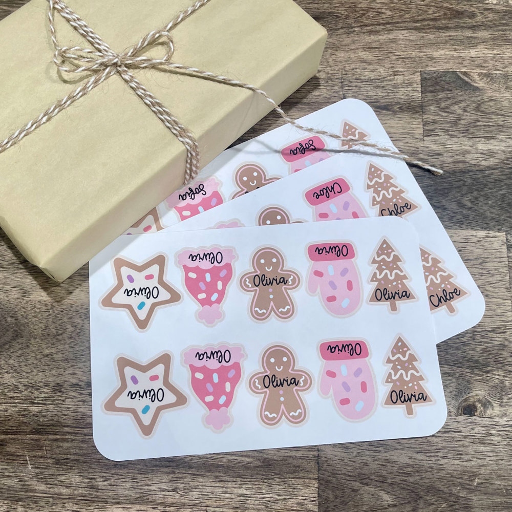 Personalized Gingerbread Christmas Gift Tag Stickers