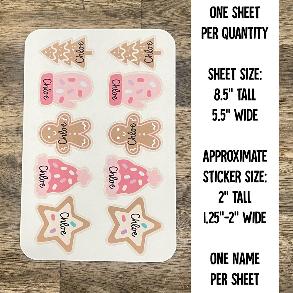 Personalized Gingerbread Christmas Gift Tag Stickers