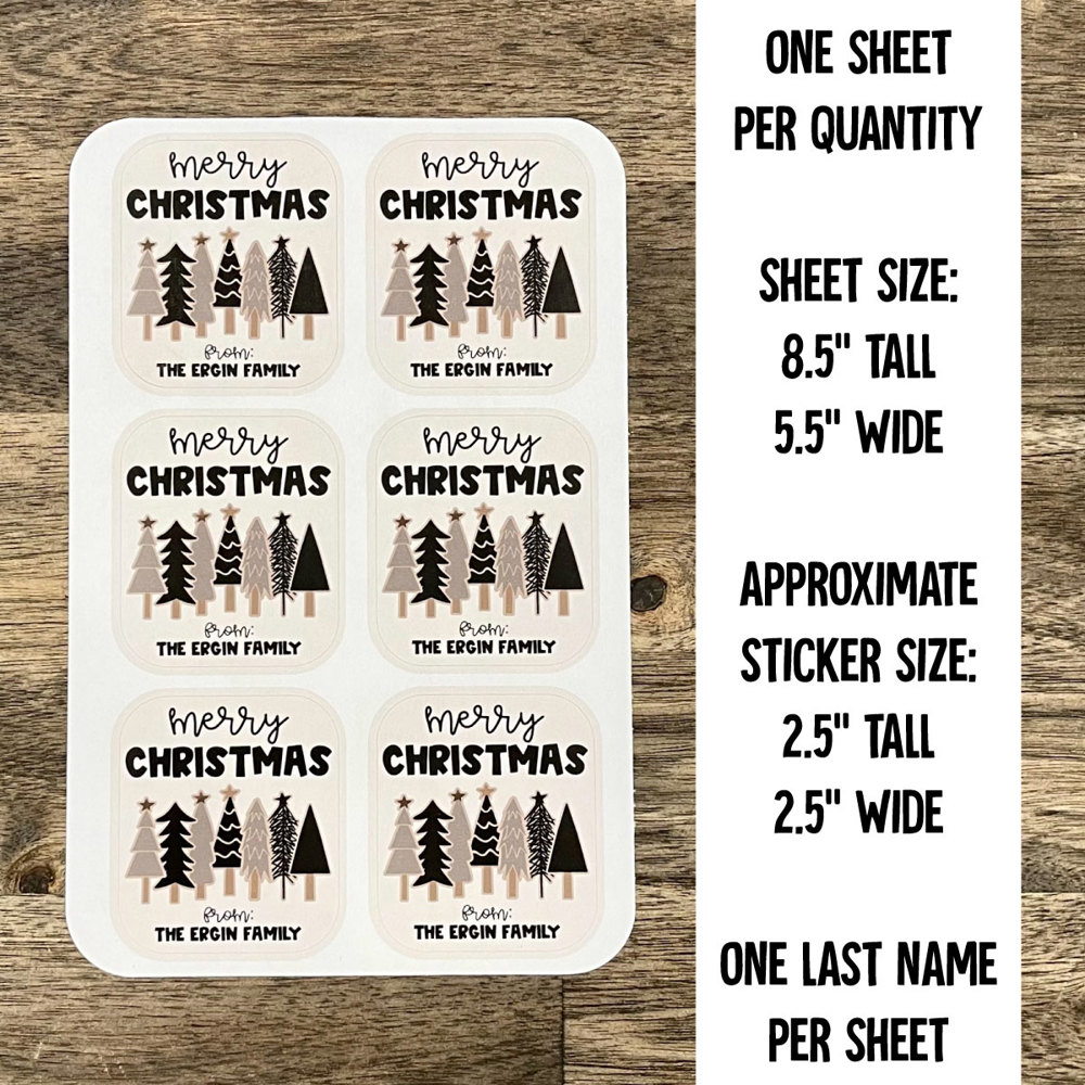 Personalized Family Christmas Gift Tag Stickers