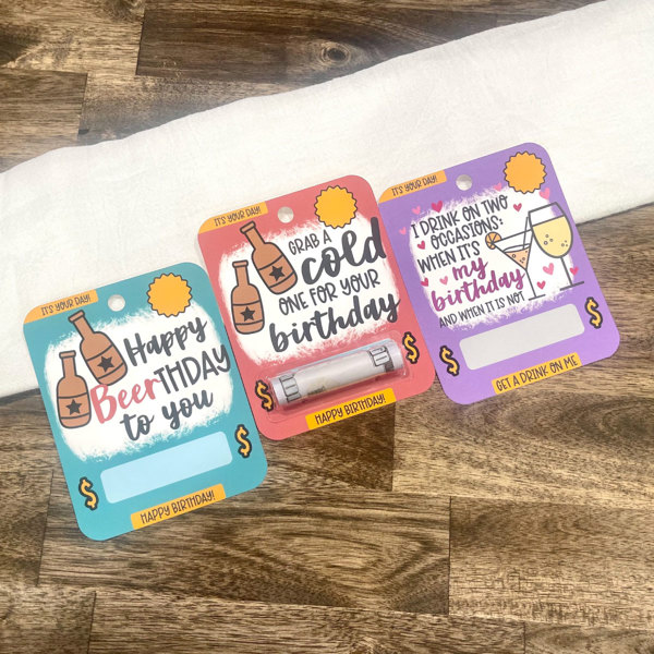 Birthday Drink Money Cards - Birthday Gift for Giving Cash 