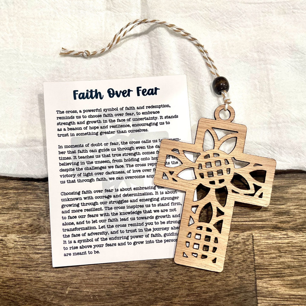 Faith Over Fear - Cross Story Card Ornament Gift