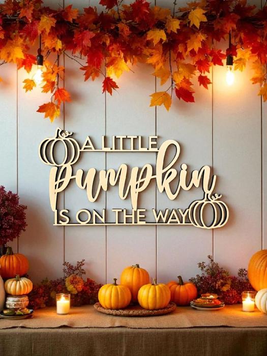 A little pumpkin is on the way - Wooden Sign