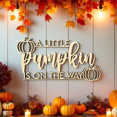 A little pumpkin is on the way - Wooden Sign