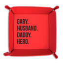 Husband. Daddy. Hero. Personalized Leather Tray Tray