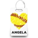 Softball Heart Baseball Bag Tag
