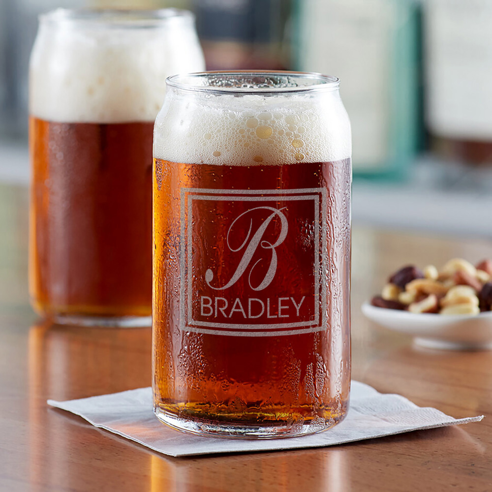 Personalized Beer Can Glass